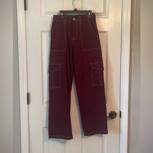 Women’s Magenta Cargo Wide Leg Pants